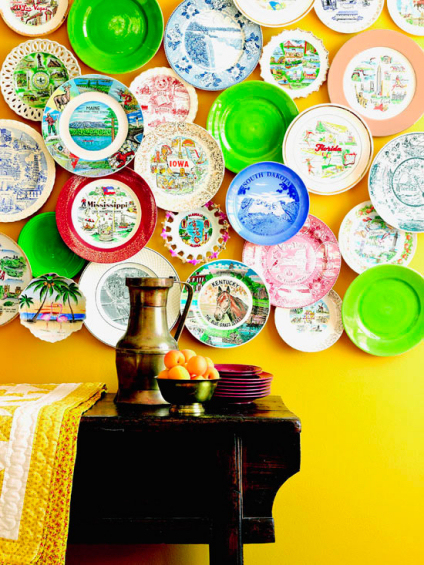 colorful plate wall with overlapping plates